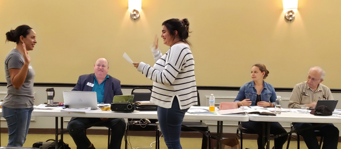 Celia Vasquez getting sworn in