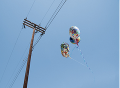 Mylar balloons headed for power lines